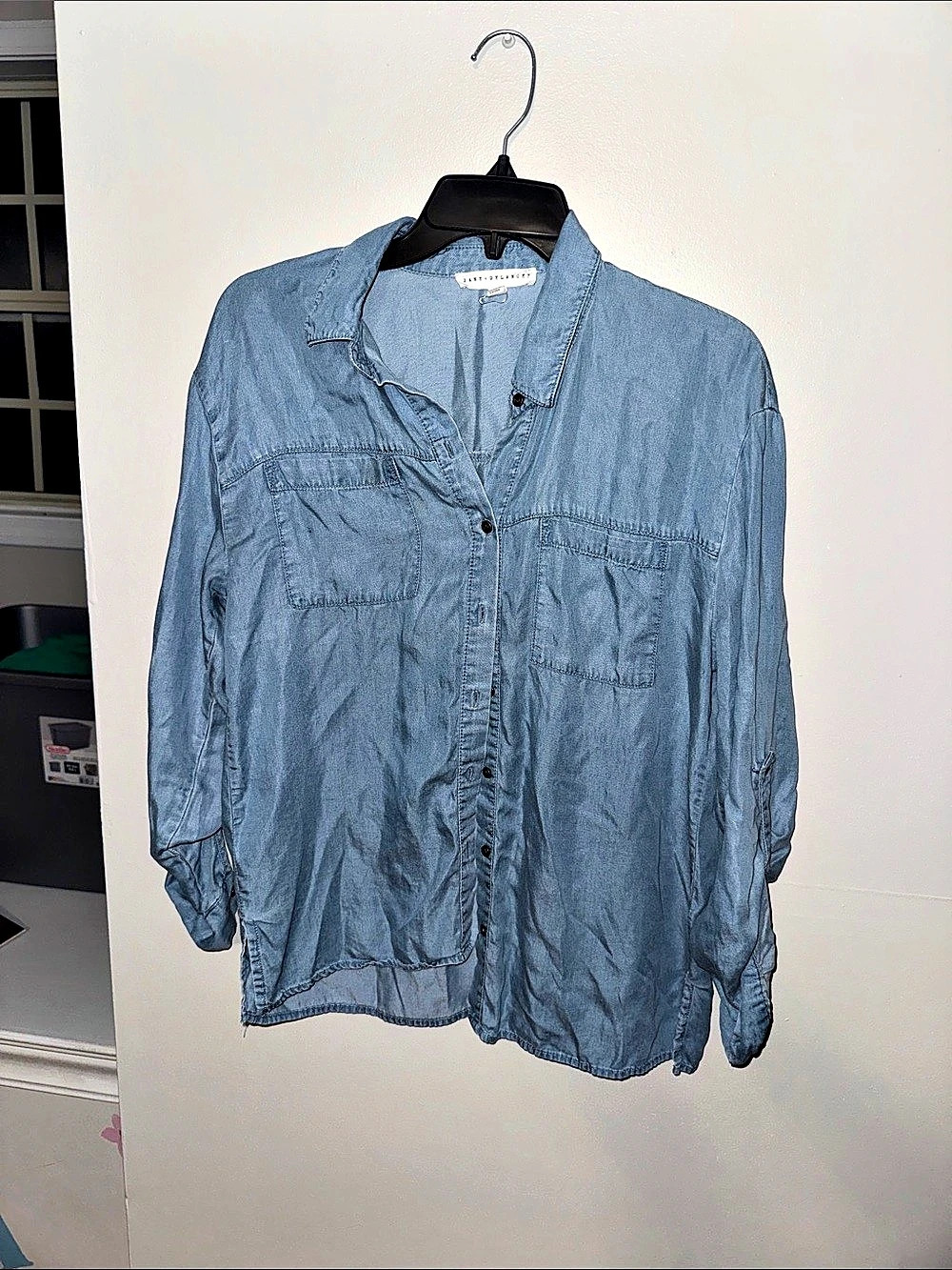 Jane + Delancey Button-Down Shirt in Blue Size Small